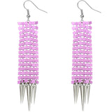Purple Mesh Spike Dangle Earrings