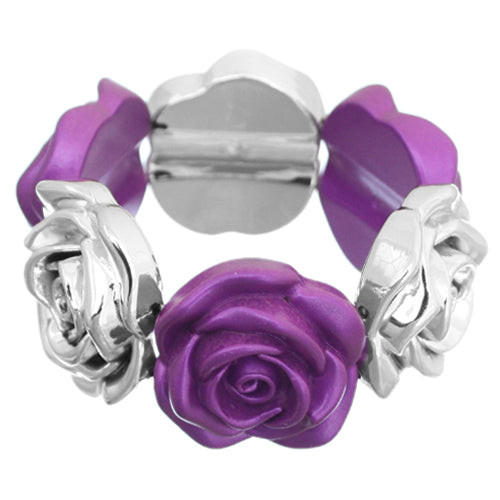 Purple Floral Stretch Bracelet