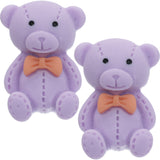 Purple Bow Tie Mini Teddy Bear Earrings