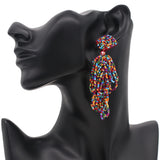 Multicolor Seed Bead Statement Earrings