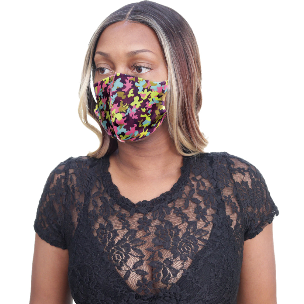 Purple Multicolor Camouflage Face Mask