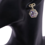 Purple Faux Gemstone Double Circle Post Earrings