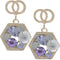 Purple Faux Gemstone Double Circle Post Earrings
