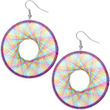 Purple Multicolor Round Woven Earrings
