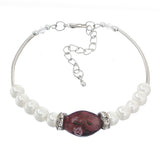 Purple Murano Faux Pearl Beaded Bracelet