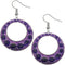 Purple Glossy Open Circle Thin Metal Earrings