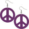 Purple Oversized Peace Sign Wooden Earrings