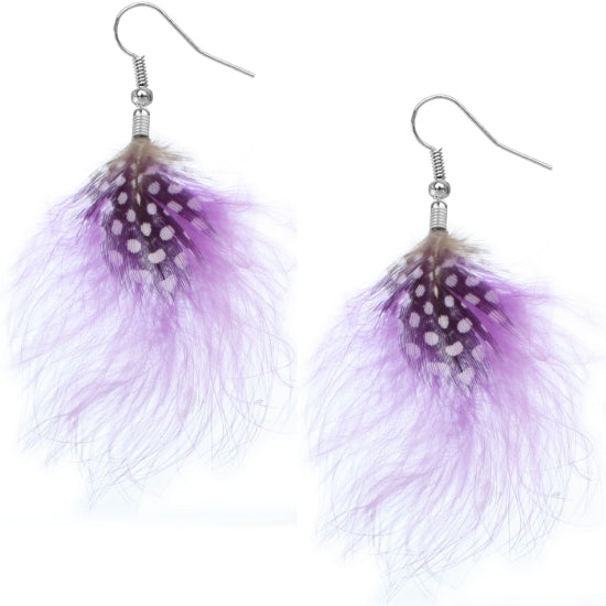 Purple Feather Earrings