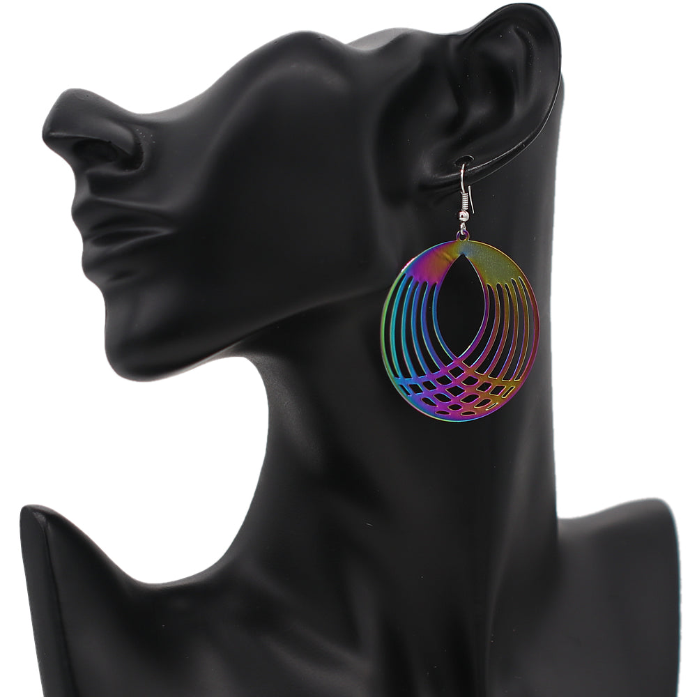 Multicolor Rainbow Reflection Thin Earrings