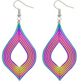 Multicolor Rainbow Reflection Thin Point Earrings