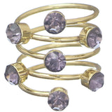 Purple Rhinestone Coil Wrap Ring
