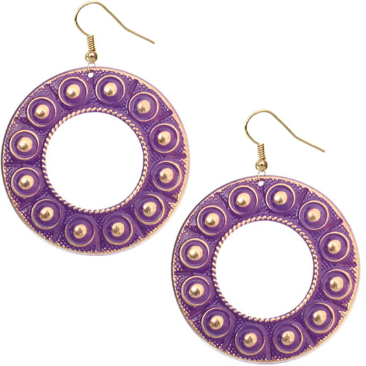 Purple Large Metal Earrings