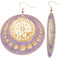 Purple Centered Floral Filigree Dangle Earrings
