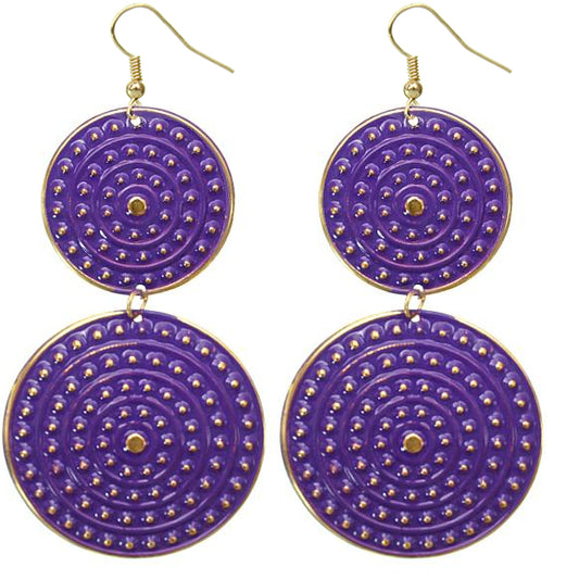 Purple Disk Earrings