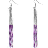Purple Silver Long Drop Chain Dangle Earrings