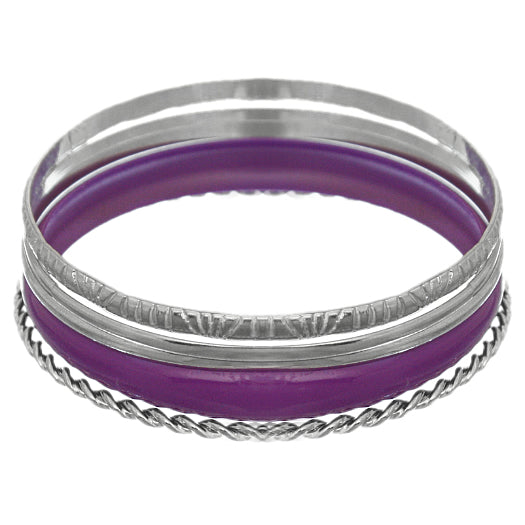 Purple 5-piece Twist Stacked Bracelet Set