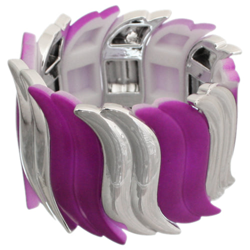 Purple Two Tone Wavy Elastic Stretch Bracelet