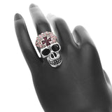 Purple Rhinestone Skull Cross Adjustable Ring