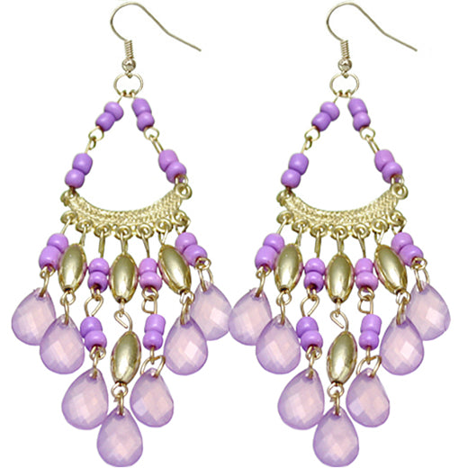 Purple beaded Spanish style earrings