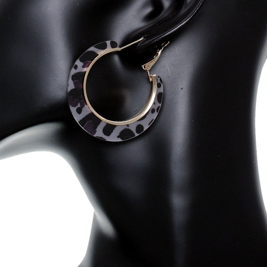 Purple Cheetah Print Mini Hoop Earrings
