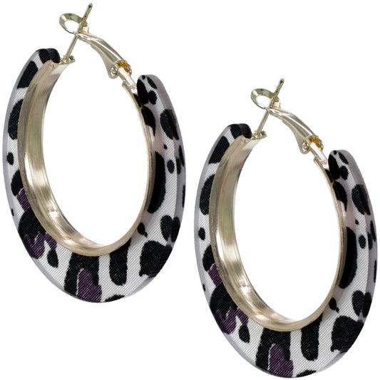 Purple Cheetah Print Mini Hoop Earrings