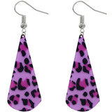 Purple Leopard Print Long Teardrop Acrylic Earrings