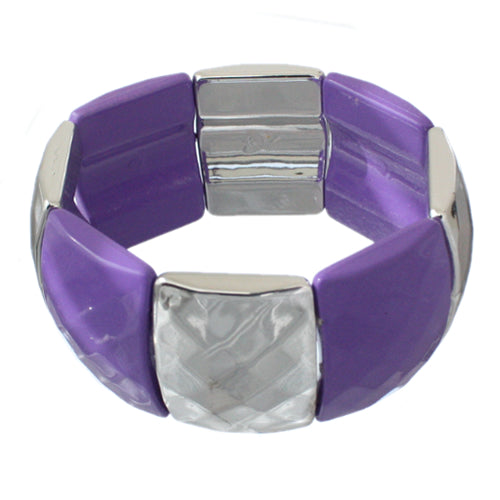 Purple Two Tone Square Stretch Bracelet