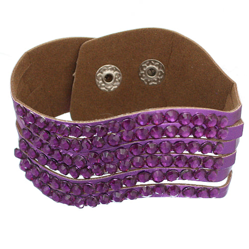 Purple Studded Rhinestone Snap Bracelet