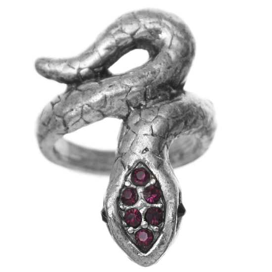 Purple Rhinestone Swirl Snake Ring