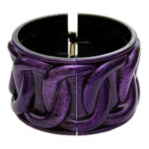 Purple Textured Chain Design Hinged Bracelet