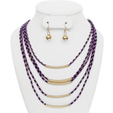 Purple Layered Thread Necklace Set