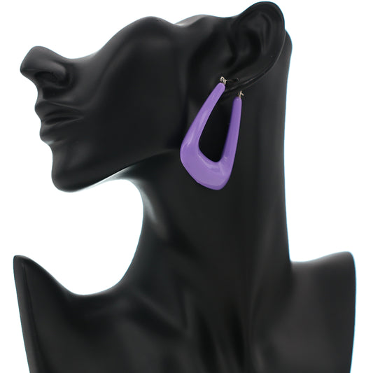 Purple Trapezoid Shape Hoop Earrings