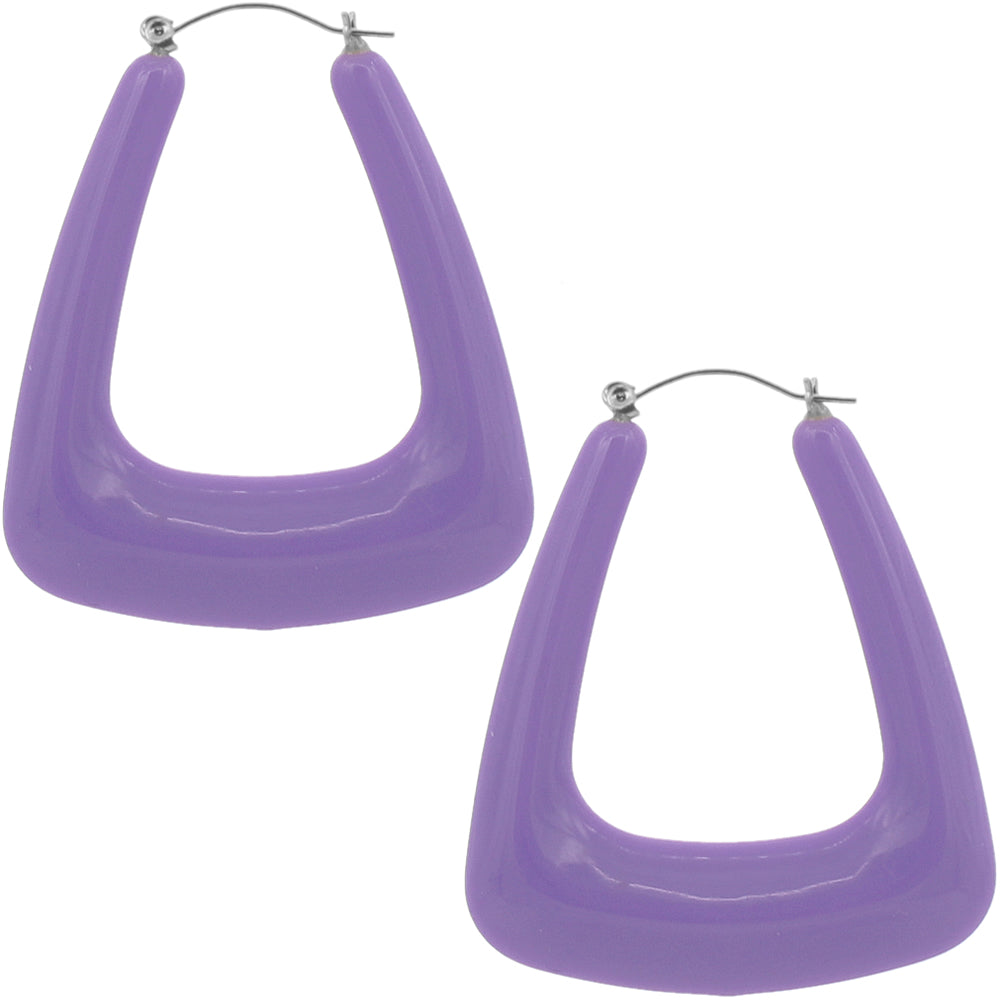 Purple Trapezoid Shape Hoop Earrings