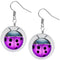 Purple Ladybug Dome Cabochon Mini Earrings