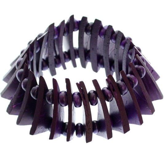 Purple Wooden Geometric Triangle Stretch Bracelet
