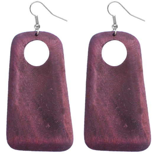 Purple Cutout Wooden Earrings