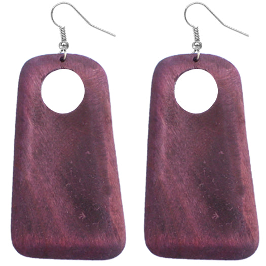 Purple Cutout Wooden Earrings