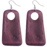 Purple Cutout Wooden Earrings