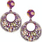 Purple Wooden Floral Design Drop Earrings