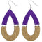 Purple Wooden Glitter Link Teardrop Earrings