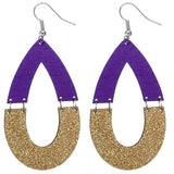 Purple Wooden Glitter Link Teardrop Earrings