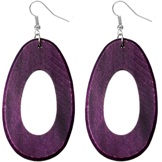 Purple Wood Earrings