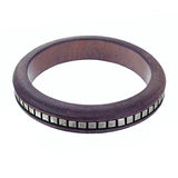 Purple Wooden Studded Pyramid Bangle Bracelet