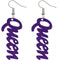 Purple Queen Cursive Word Wooden Earrings