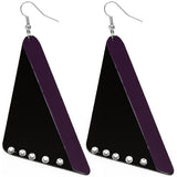 Purple Wooden Right Angle Geometric Earrings