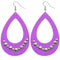 Purple Wooden Large Teardrop Studded Earrings