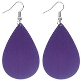 Purple Tree Of Life Wooden Teardrop Earrings