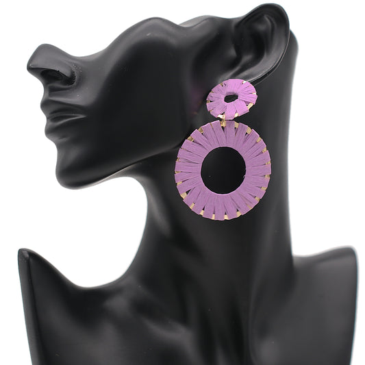 Purple Wrapped Thin Earrings