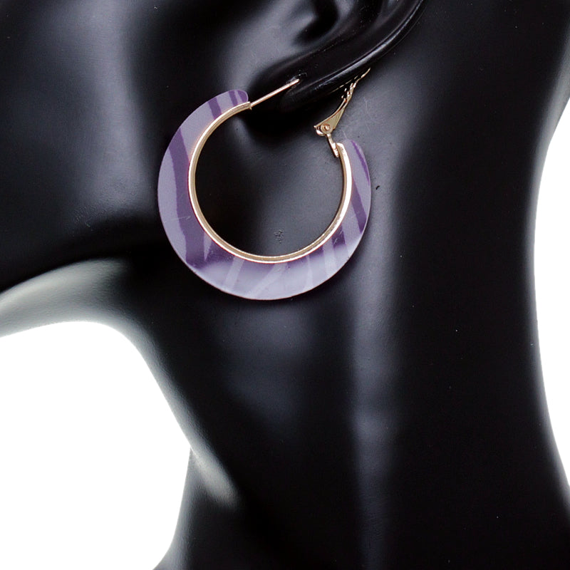 Purple Zebra Print Mini Hoop Earrings
