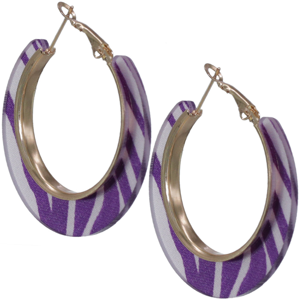 Purple Zebra Print Mini Hoop Earrings
